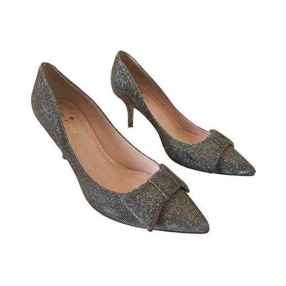 Kate Spade Womens Juliette Bow Toe Dress Pumps Sparkly Wedding Evening SIZE 7.5 - Picture 2 of 11